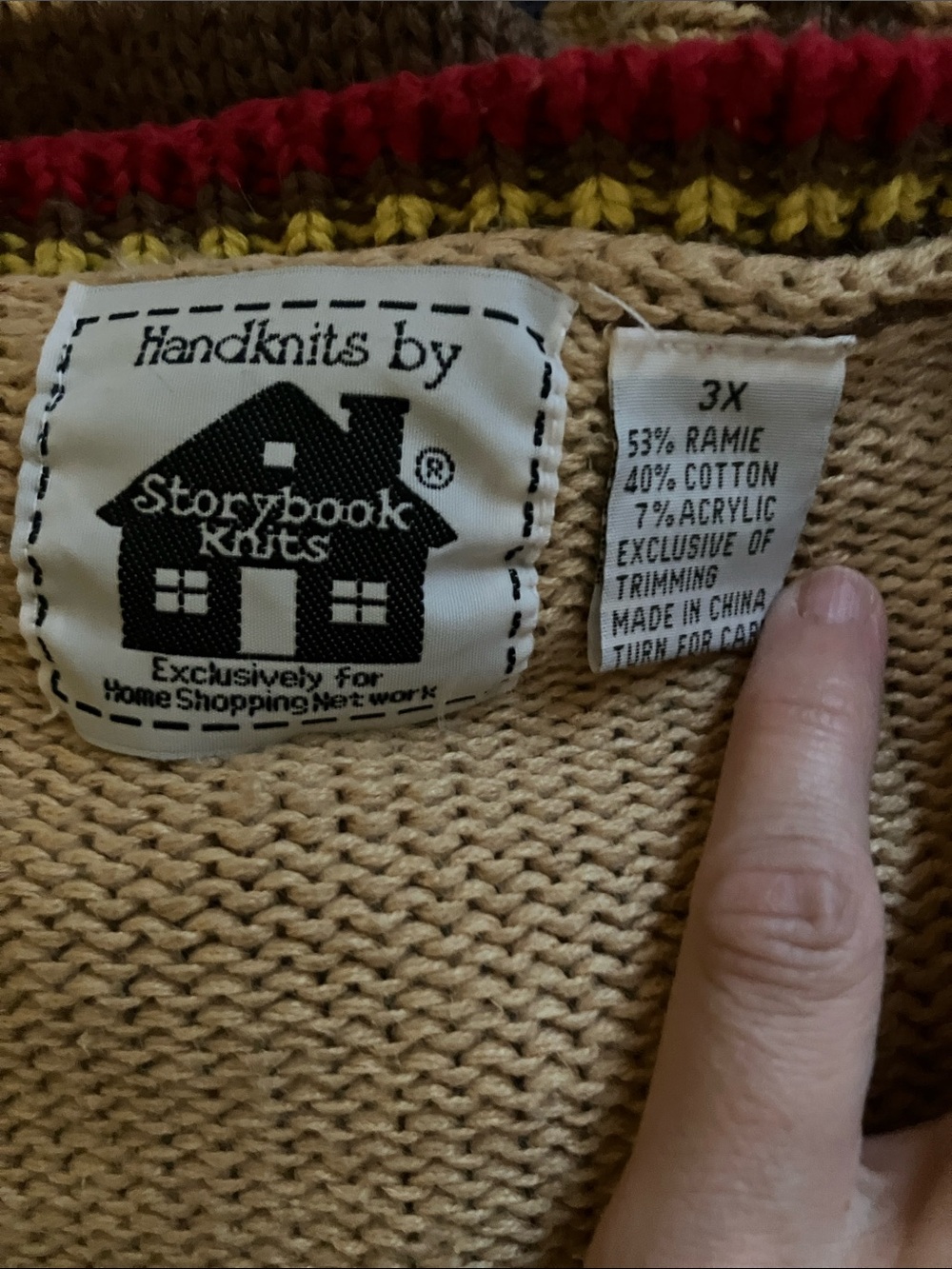 Rare Vintage STORYBOOK KNITS Sweater Cardigan Cat Knitting Yarn Whimsy Boho 3X - Picture 6 of 6